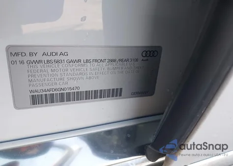 2016 Audi A8 L 3.0T from USA, damaged, VIN WAU34AFD6GN015470